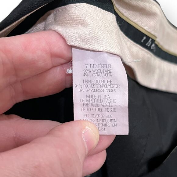 Theory Black Ibbey Dress Pants Womens 4 Low Rise Wool Stretch Ankle Slits USA - Picture 4 of 10